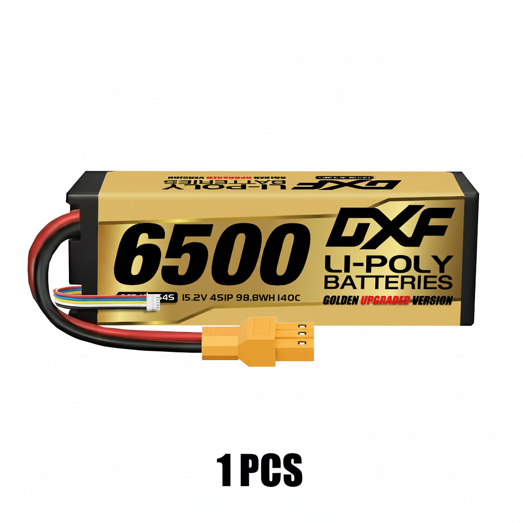 DXF Gold Series 4S HV 15.2V 6500mAh 140C Graphene Hardcase LiPo Battery with XT90 & 10AWG Wire (1-6 Pack)