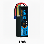 DXF 6S 22.2V 5200mAh 80C Graphene Softcase LiPo Battery with EC5 & 10AWG Wire (1-6 Pack)
