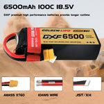 DXF Lipo Battery 5S 18.5V 6500mAh 100C Graphene Softcase with EC5 / T / TRX / XT60 / XT90 / XT150 / Q8s Plug for RC 1/8 1/10 Buggy Truck Car Off-Road Drone