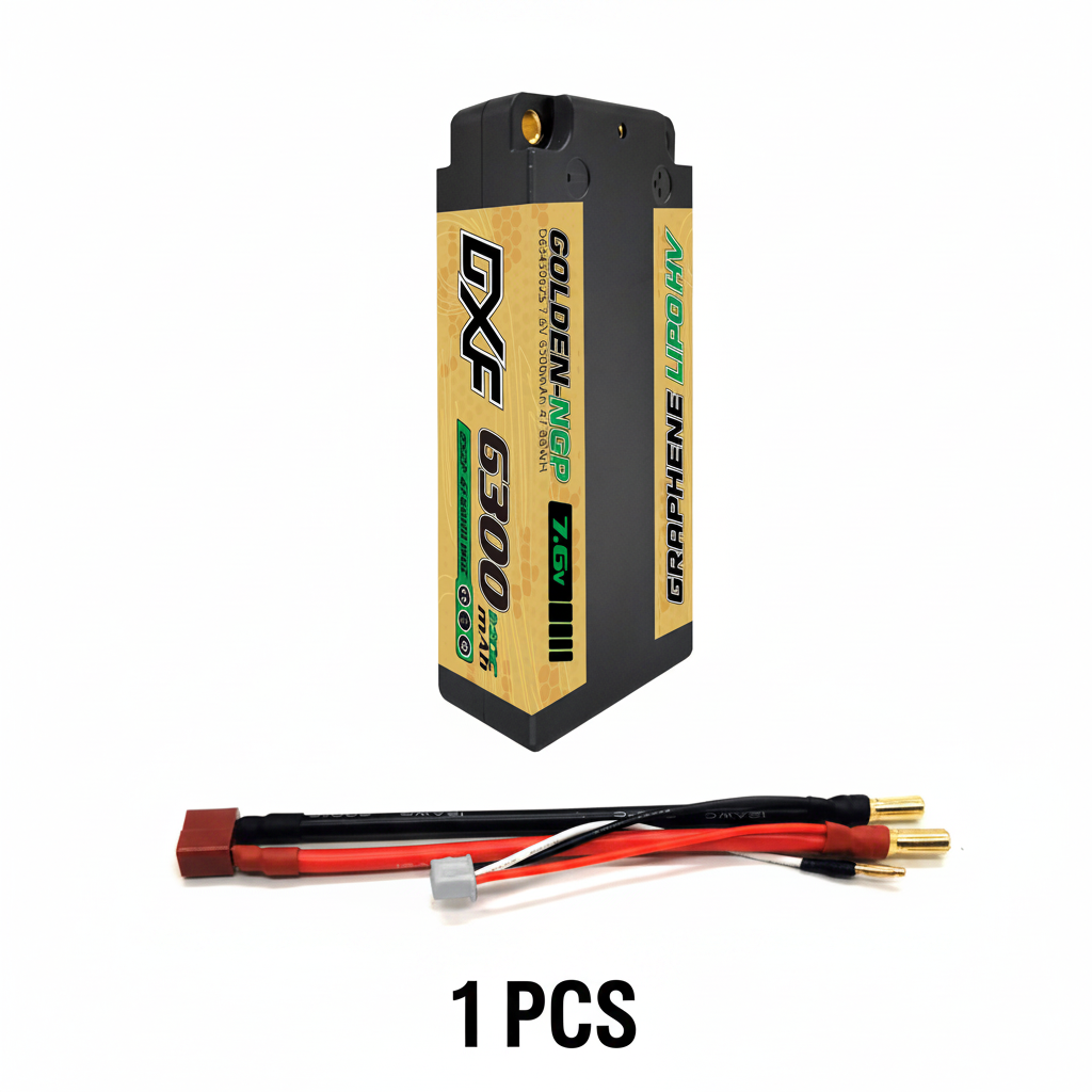 DXF 5mm 2S 6300mAh 7.6V 140C GOLDEN-NGP HardCase LiPo Battery with XT90 Plug for 1:8 Scale RC Car, Multi-Rotor RC Airplane, RC Helicopter, RC Boat