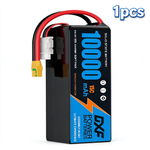 DXF SEMI-SOLID 12S 44.4V 10000mAh 15C Soft Case LiPo Battery with 8AWG Wire for Toy Cars, Boats, UAVs & Drones (1-6 Pack)