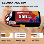 DXF LiPo Battery 3S 11.1V 550mAh 70C with PH2.0 / JST / XT30 / SM / XT60 / EC5 / XT90 for FPV Drone Whoop Micro Racing