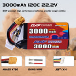 DXF 6S 22.2V 3000mAh 120C LiPo Battery for FPV Micro Drones (PH2.0 / JST / XT30 / SM / XT60 / EC5 / XT90 Options)