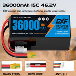 DXF SEMI-SOLID 12S 46.2V 36000mAh 15C Soft Case LiPo Battery with 8AWG Wire for Toy Cars, Boats, UAVs & Drones (1-6 Pack)