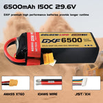DXF Lipo Battery 8S 29.6V 6500mAh 150C Graphene Softcase with EC5 / T / TRX / XT60 / XT90 / XT150 / Q8s Plug for RC 1/8 1/10 Buggy Truck Car Off-Road Drone