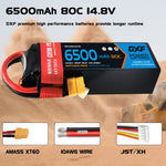 DXF Lipo Battery 4S 14.8V 6500mAh 80C Graphene Softcase with EC5 / T / TRX / XT60 / XT90 / XT150 / Q8s Plug for RC 1/8 1/10 Buggy Truck Car Off-Road Drone