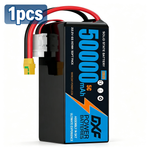 DXF 6S 22.2V 50000mAh 5C Soft Case LiPo Battery with 8AWG Wire for Toy Cars, Boats, UAVs & Drones (1-6 Pack)