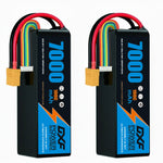 DXF 6S 22.2V 7000mAh 100C Softcase LiPo Battery with XT90 & 10AWG Wire for 1/8 RC Cars (1-6 Pack)
