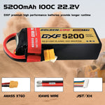 DXF Lipo Battery 6S 22.2V 5200mAh 100C Graphene Softcase with EC5 / T / TRX / XT60 / XT90 / XT150 / Q8s Plug for RC 1/8 1/10 Buggy Truck Car Off-Road Drone