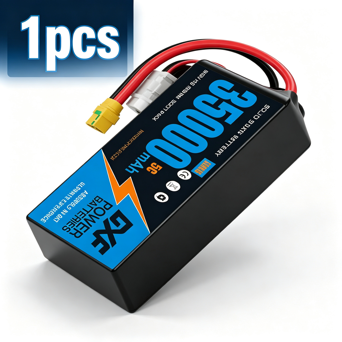 DXF SEMI-SOLID 14S 51.8V 35000mAh 5C Soft Case LiPo Battery with 8AWG Wire for UAVs & Drones (1-6 Pack)