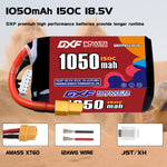 DXF 5S 18.5V 1050mAh 150C LiPo Battery for FPV Micro Drones (PH2.0 / JST / XT30 / SM / XT60 / EC5 / XT90 Options)