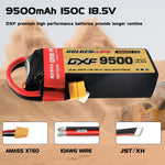 DXF LiPo Battery 5S 18.5V 9500mAh 150C Graphene Softcase with EC5 / T / TRX / XT60 / XT90 / XT150 / Q8s Plug for RC 1/8 1/10 Buggy Truck Car Off-Road Drone