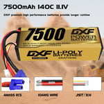 DXF LiPo Battery 3S 11.1V 7500mAh 140C Graphene Hardcase Gold with EC5 / T / TRX / XT60 / XT90 / XT150 / Q8s Plug for RC 1/8 1/10 Buggy Truck Car Off-Road Drone