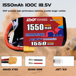 DXF 5S 18.5V 1550mAh 100C LiPo Battery for FPV Micro Drones (PH2.0 / JST / XT30 / SM / XT60 / EC5 / XT90 Options)