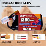 DXF LiPo Battery 4S 14.8V 1350mAh 100C with PH2.0 / JST / XT30 / SM / XT60 / EC5 / XT90 for FPV Drone Whoop Micro Racing