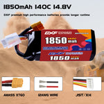 DXF 4S 14.8V 1850mAh 140C LiPo Battery for FPV Micro Drones (PH2.0 / JST / XT30 / SM / XT60 / EC5 / XT90 Options)