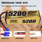 DXF LiPo Battery 3S 11.1V 5200mAh 140C Graphene Hardcase with EC5 / T / TRX / XT60 / XT90 / XT150 / Q8s Plug for RC 1/8 1/10 Buggy Truck Car Off-Road Drone