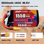 DXF 5S 18.5V 1400mAh 150C LiPo Battery for FPV Micro Drones (PH2.0 / JST / XT30 / SM / XT60 / EC5 / XT90 Options)