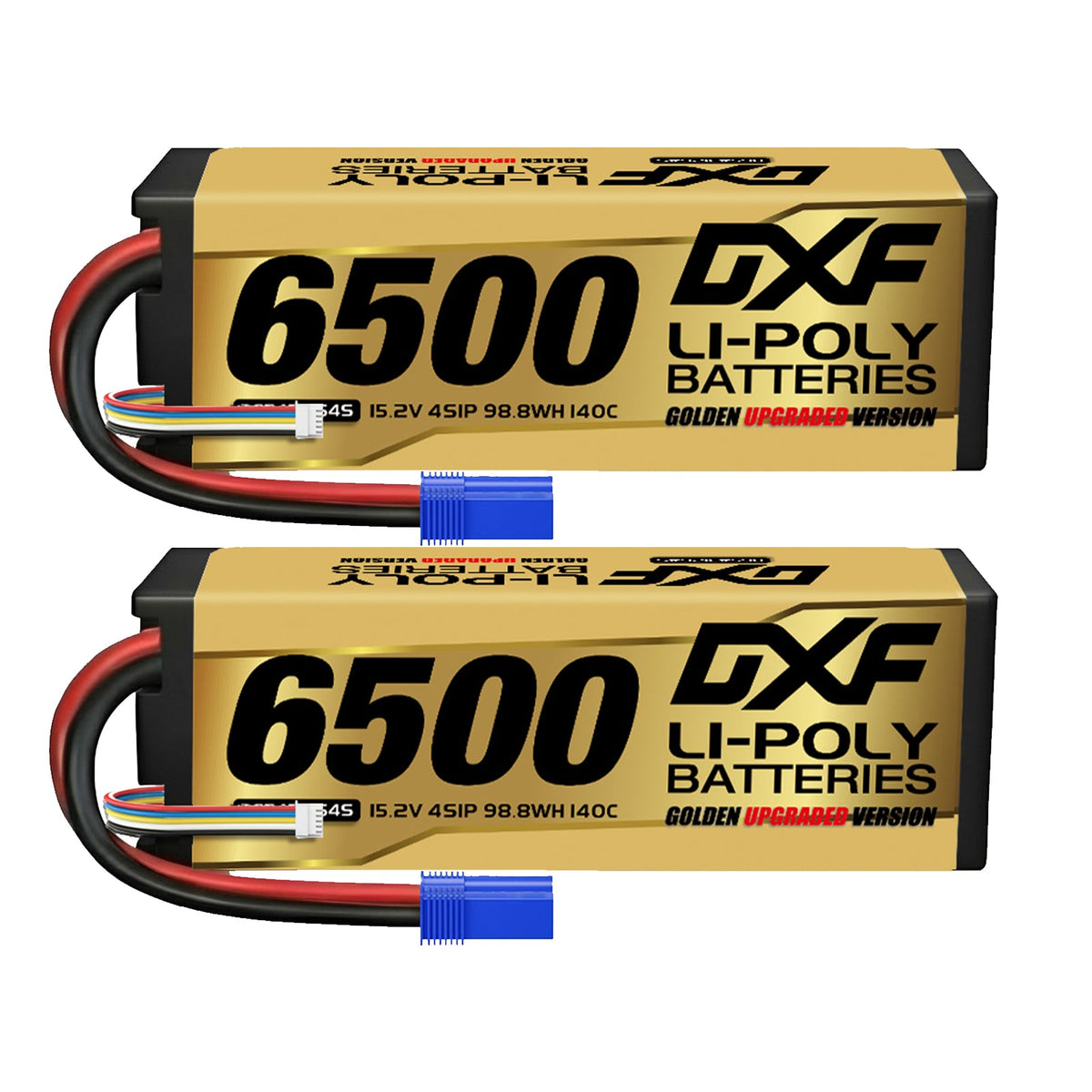 DXF LiPo Battery 4S HV 15.2V 6500mAh 140C Graphene Hardcase Gold with EC5 / T / TRX / XT60 / XT90 / XT150 / Q8s Plug for RC 1/8 1/10 Buggy Truck Car Off-Road Drone