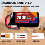 DXF 2S 7.4V 2600mAh 120C LiPo Battery for FPV Micro Drones (PH2.0 / JST / XT30 / SM / XT60 / EC5 / XT90 Options)