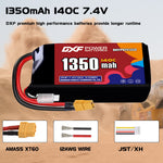 DXF 2S 7.4V 1350mAh 140C LiPo Battery for FPV Micro Drones (PH2.0 / JST / XT30 / SM / XT60 / EC5 / XT90 Options)