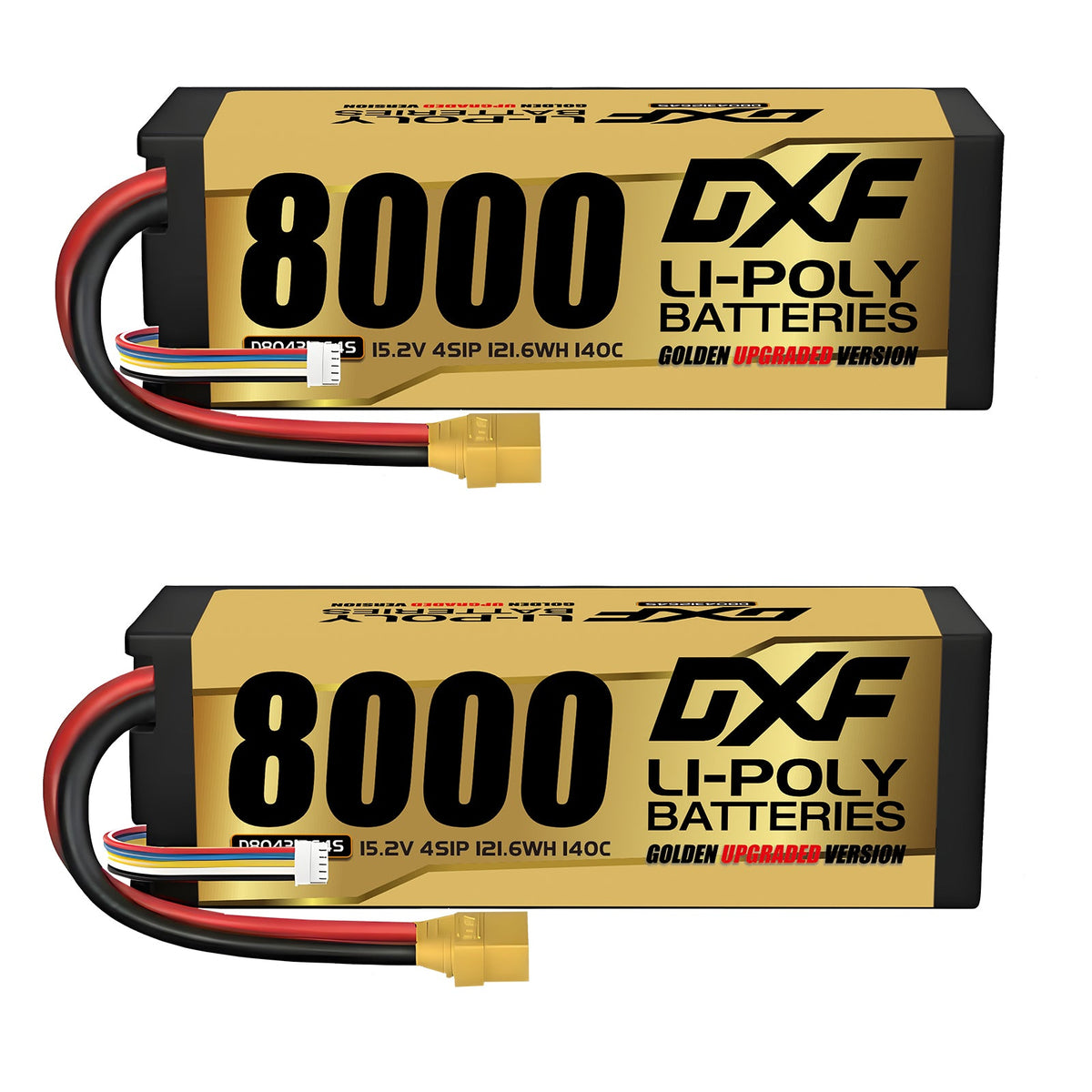 DXF LiPo Battery 4S HV 15.2V 8000mAh 140C Graphene Hardcase Gold with EC5 / T / TRX / XT60 / XT90 / XT150 / Q8s Plug for RC 1/8 1/10 Buggy Truck Car Off-Road Drone