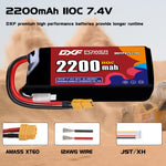 DXF LiPo Battery 2S 7.4V 2200mAh 110C with PH2.0 / JST / XT30 / SM / XT60 / EC5 / XT90 for FPV Drone Whoop Micro Racing