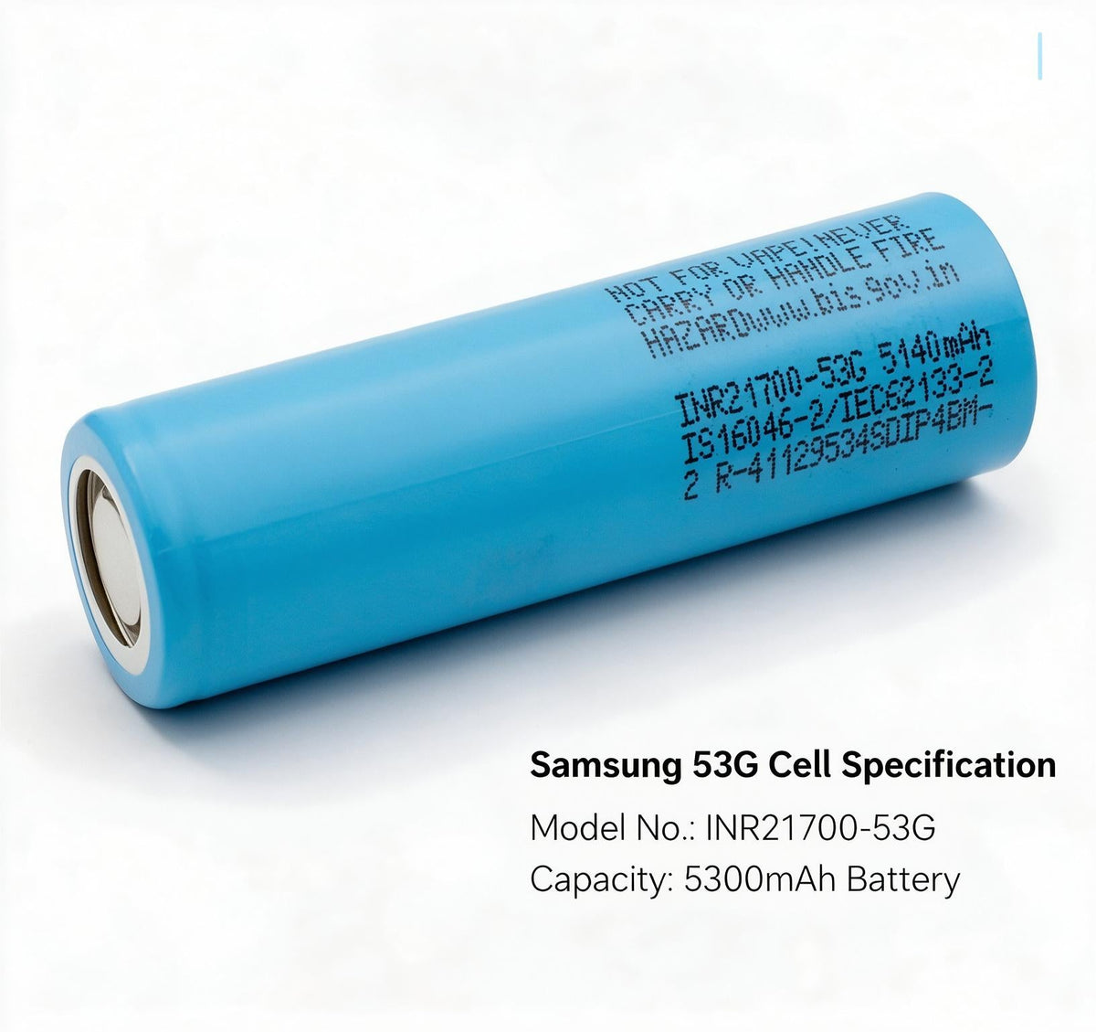 Samsung INR21700-53G 5300mAh 15.9A Li-ion Battery for E-Bikes, Flashlights & DIY Battery Packs (1-100 PCS)