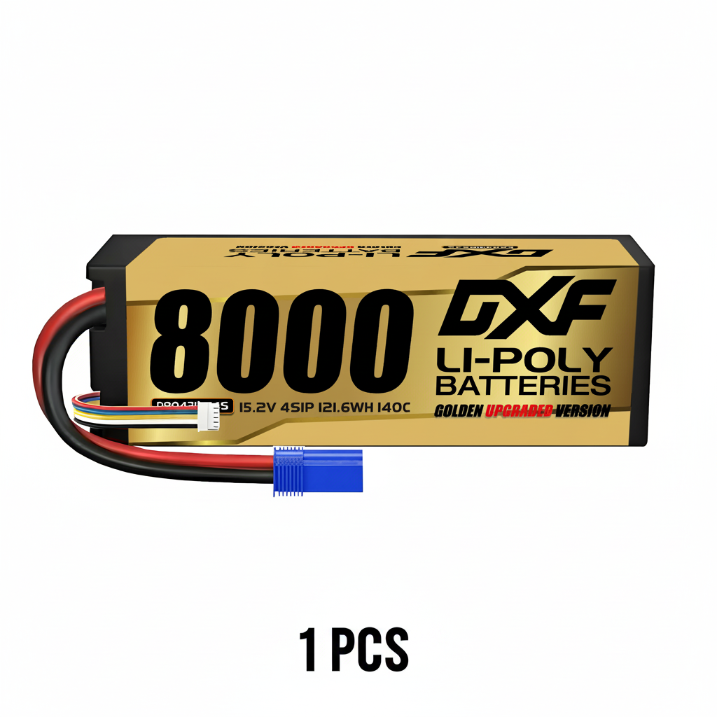 DXF Gold Standard 4S HV 15.2V 8000mAh 140C Graphene Hardcase LiPo Battery with EC5 & 10AWG Wire (1-6 Pack)