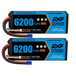 DXF 4S 14.8V 6200mAh 80C Hardcase LiPo Battery with 10AWG EC5 for 1/8 1/10 RC Cars, Trucks, Buggies (1-6 Pack Available)