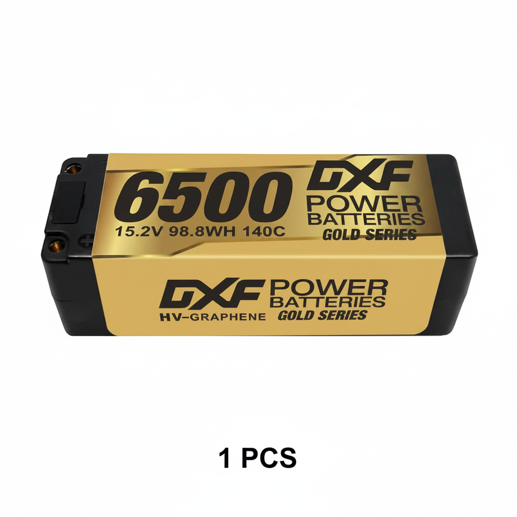 DXF Lipo Battery 4S 15.2V 6500MAH 140C GoldSeries  LCG 5MM Graphene lipo Hardcase with EC5 and XT90 Plug for Rc 1/8 1/10 Buggy Truck Car Off-Road Drone