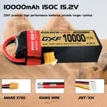 DXF Lipo Battery 4S HV 15.2V 10000mAh 150C GoldSeries Graphene Softcase with EC5 / T / TRX / XT60 / XT90 / XT150 / Q8s Plug for RC 1/8 1/10 Buggy Truck Car Off-Road Drone