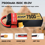 DXF Lipo Battery 5S HV 19.0V 7500mAh 150C GoldSeries Graphene Softcase with EC5 / T / TRX / XT60 / XT90 / XT150 / Q8s Plug for RC 1/8 1/10 Buggy Truck Car Off-Road Drone