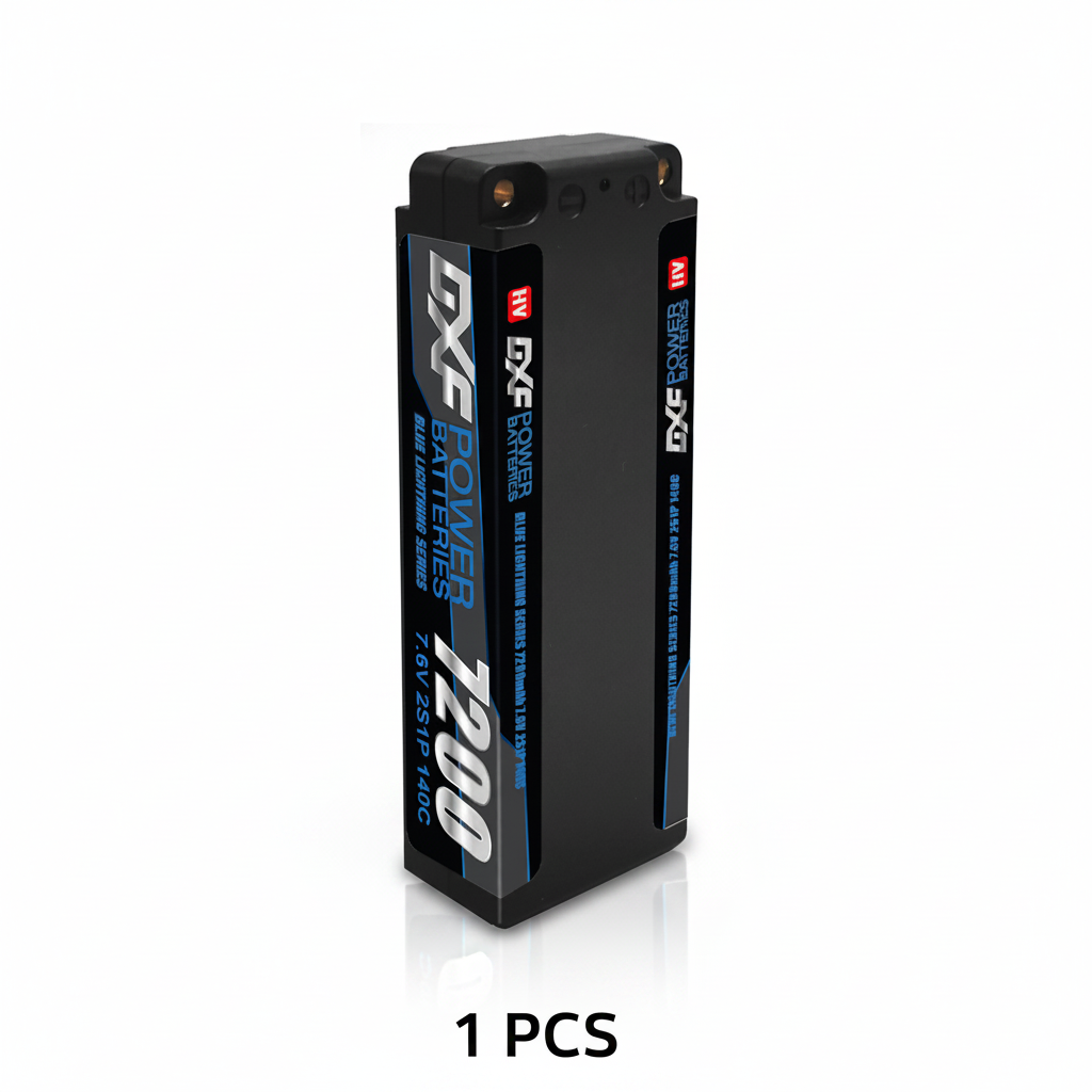 DXF 2S 7.6V LiPo Battery 140C 7200mAh LCG Hardcase with 5mm Bullet to Deans Plug for RC 1/8 1/10 Vehicles Car Truck Truggy Competition Racing (1-6 Pack)