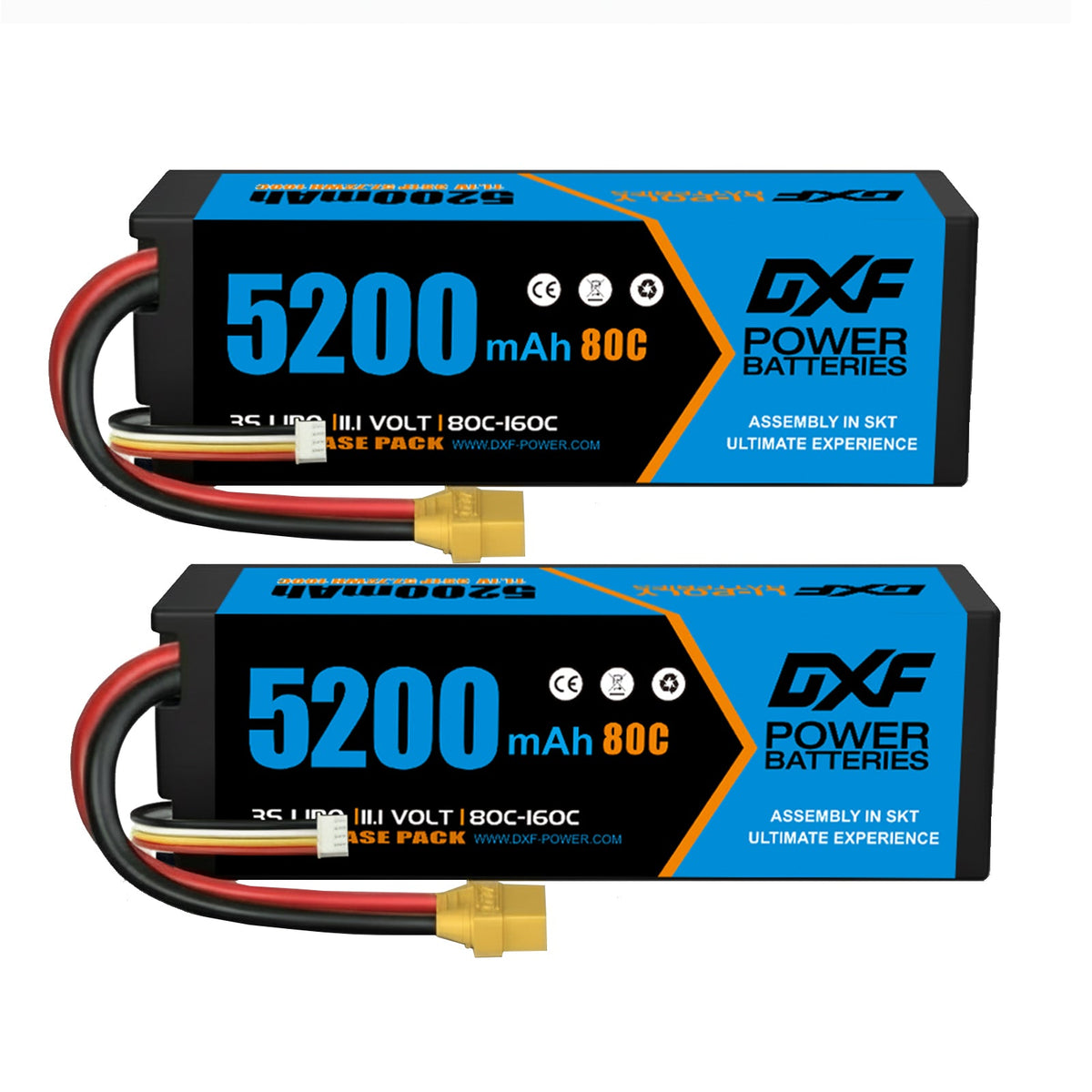 DXF LiPo Battery 3S 11.1V 5200mAh 80C Graphene Hardcase with EC5 / T / TRX / XT60 / XT90 / XT150 / Q8s Plug for RC 1/8 1/10 Buggy Truck Car Off-Road Drone