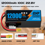 DXF LiPo Battery 6S HV 22.8V 12000mAh 100C Graphene Softcase Blue with EC5 / T / TRX / XT60 / XT90 / XT150 / Q8s Plug for RC 1/8 1/10 Buggy Truck Car Off-Road Drone