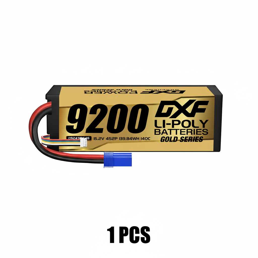 DXF GoldSeries 4S HV 15.2V 9200mAh 140C Graphene Hardcase LiPo Battery with XT90 & 10AWG Wire (1-6 Pack)