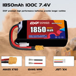 DXF 2S 7.4V 1850mAh 100C LiPo Battery for FPV Micro Drones (PH2.0 / JST / XT30 / SM / XT60 / EC5 / XT90 Options)