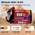 DXF 4S 15.2V 850mAh 120C LiPo Battery for FPV Micro Drones (PH2.0 / JST / XT30 / SM / XT60 / EC5 / XT90 Options)