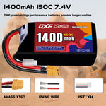 DXF 2S 7.4V 1400mAh 150C LiPo Battery for FPV Micro Drones (PH2.0 / JST / XT30 / SM / XT60 / EC5 / XT90 Options)