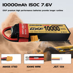DXF Lipo Battery 2S HV 7.6V 10000mAh 150C GoldSeries Graphene Softcase with EC5 / T / TRX / XT60 / XT90 / XT150 / Q8s Plug for RC 1/8 1/10 Buggy Truck Car Off-Road Drone