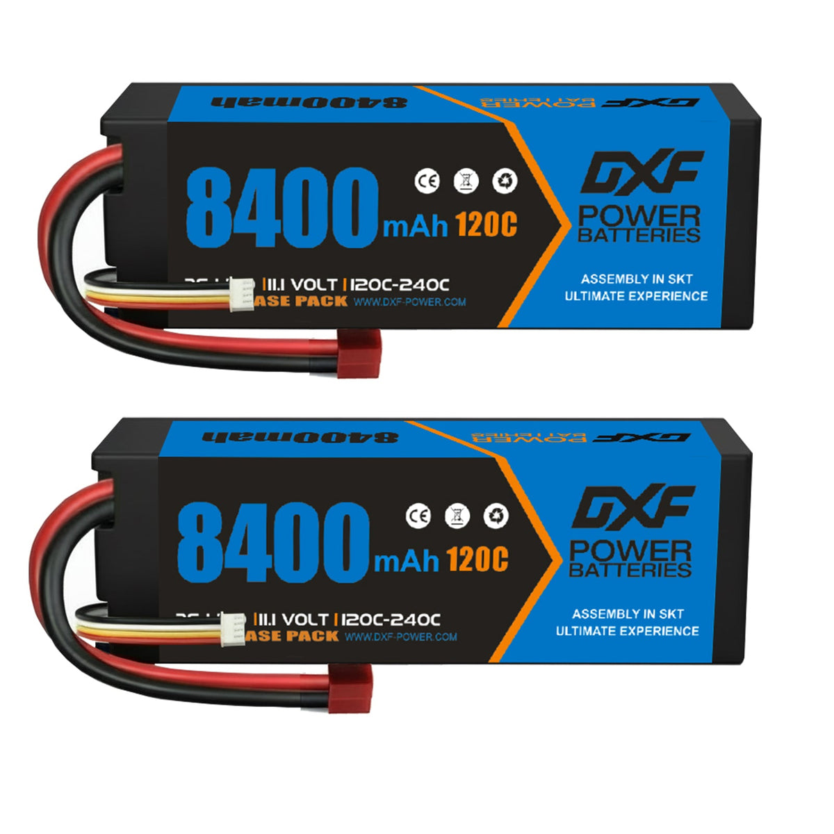 DXF 3S 11.1V 8400mAh 120C Graphene LiPo Hardcase Battery with 10AWG Deans T-Plug for RC Car Truck (1-6 Pack)