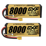 DXF Gold Version 3S HV 11.4V 8000mAh 140C Graphene Hardcase LiPo Battery with XT90 & 10AWG Wire (1-6 Pack)