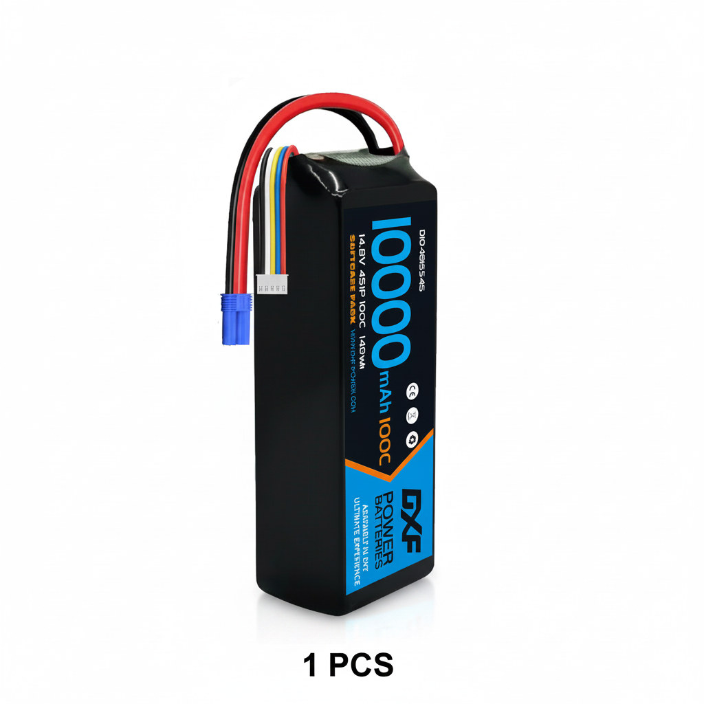 DXF 4S 14.8V 10000mAh 100C Graphene Softcase LiPo Battery with EC5 & 10AWG Wire (1-6 Pack)