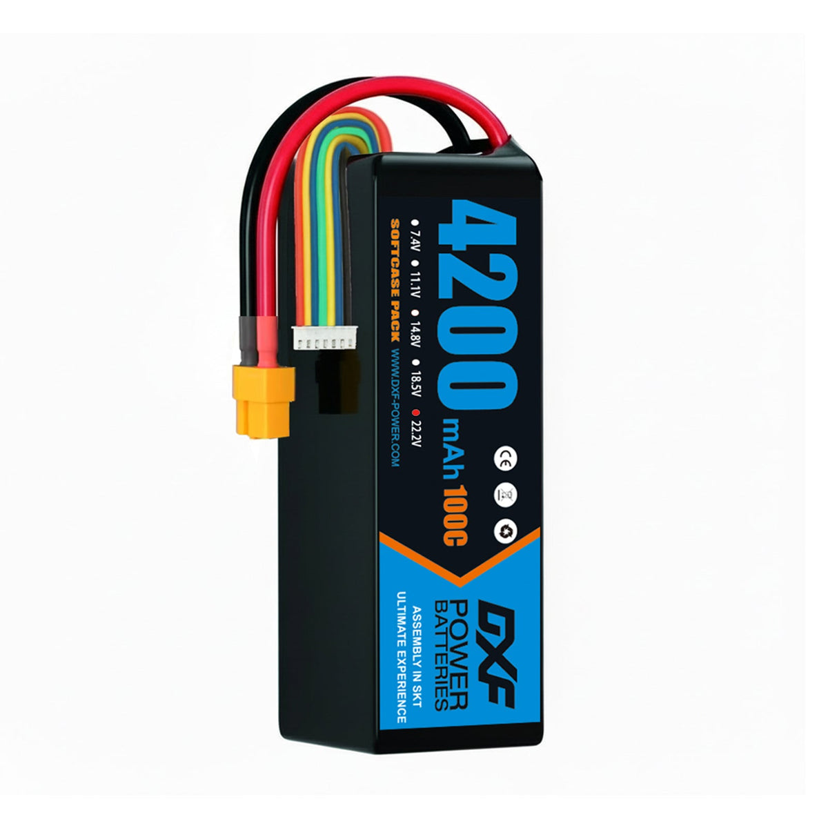 DXF Lipo Battery 6S 22.2V 4200mAh 100C GoldSeries Graphene Softcase with EC5 / T / TRX / XT60 / XT90 / XT150 / Q8s Plug for RC 1/8 1/10 Buggy Truck Car Off-Road Drone