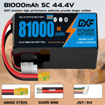 DXF 12S 44.4V 81000mAh 5C Soft Case LiPo Battery with 8AWG Wire for Toy Cars, Boats, UAVs & Drones (1-6 Pack)