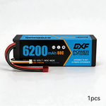 DXF 3S 11.1V 6200mAh 80C Graphene Hardcase LiPo Battery with Deans/T-Plug & 10AWG Wire (1-6 Pack)