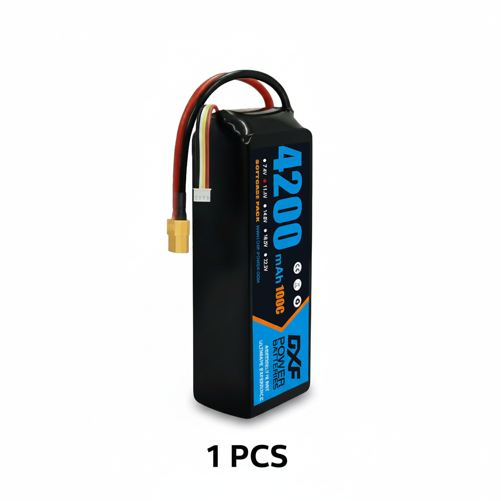 DXF 3S 11.1V 4200mAh 100C Softcase LiPo Battery with XT60 & 12AWG Wire for RC Boats, Cars, Toy Cars & Aircraft Models FPV (1-6 Pack)