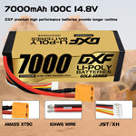 DXF LiPo Battery 4S 14.8V 7000mAh 100C Graphene Hardcase with EC5 / T / TRX / XT60 / XT90 / XT150 / Q8s Plug for RC 1/8 1/10 Buggy Truck Car Off-Road Drone