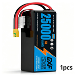 DXF SEMI-SOLID 12S 44.4V 25000mAh 5C Soft Case LiPo Battery with 8AWG Wire for Toy Cars, Boats, UAVs & Drones (1-6 Pack)